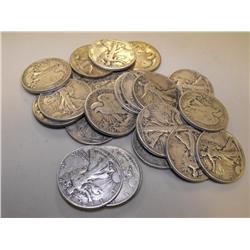 Lot of 100 Walking Liberty Half Dollars-