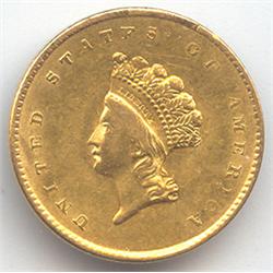 1850-70's US Gold Minted $ 1 Coin