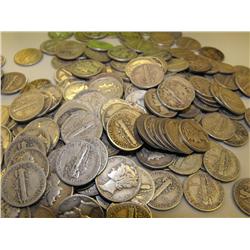 Lot of 50 Mercury Dimes- Various Dates-Circulated