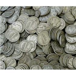 Lot of 250 Mercury DImes 90% Silver- Various
