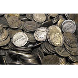 Lot of 100 Mercury SIlver Dimes 90%-Various