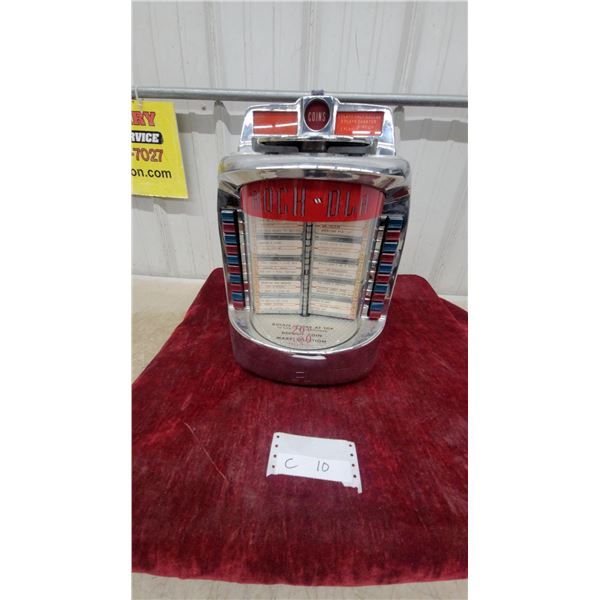 Vintage Rock-Ola Regis Model 1484 Wallbox Jukebox Selector, 1961, 120 Selections, Chrome and Red