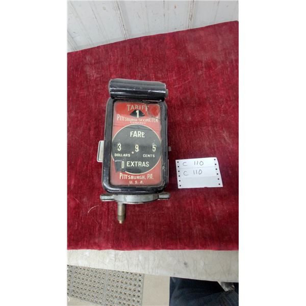 Vintage Pittsburgh Taximeter Company Mechanical Taxi Fare Meter, Tariff 1, Pittsburgh, PA
