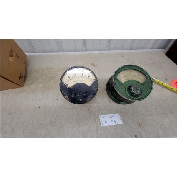 Roller-Smith D.C. Amperes Meter 0-100A and General Electric Amperes Meter 0-20A Vi Ntage
