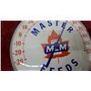 Image 3 : Vintage Master Feeds Round Advertising Thermometer with MLM Maple Leaf Logo, Made in U.S.A.