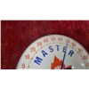 Image 4 : Vintage Master Feeds Round Advertising Thermometer with MLM Maple Leaf Logo, Made in U.S.A.