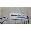 Image 3 : Winnipeg Free Press 3-Tier Blue Wire Newspaper Display Rack 39 x 17 x 14" with Metal Topper Sign