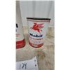 Image 3 : Vintage Mobiloil Outboard Motor Oil Tin and Mobil Freezone Methanol Anti-Freeze Can with Pegasus Lo