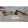 Image 1 : White Rose Vintage Hand-Pump Insecticide Sprayer with Amber Glass Jar, Motor Oil Cans Banks