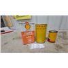 Image 6 : Shell Barbecue Starter 32 Fluid Ounce, Aeroshell Oil 80 and Quick-Mix Outboard Motor Oil Tin Cans