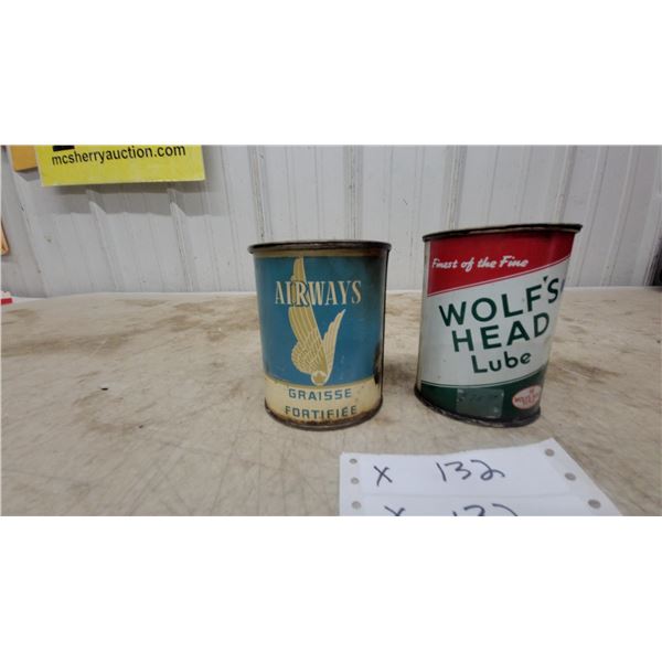 Airways Fortified Grease Can and Wolf's Head Lube Can, 1 Pound