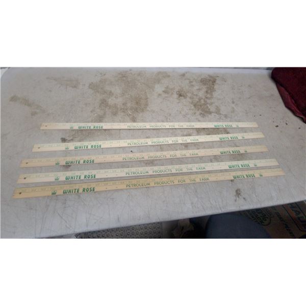 White Rose Petroleum Products for the Farm Wooden Advertising Yardsticks, Set of 5