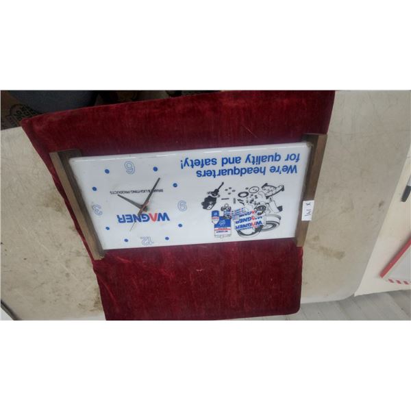 Vintage Wagner Brake & Lighting Products Advertising Wall Clock, "Quality and Safety" Slogan