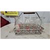 Image 2 : Vintage Silverwood's Safe Milk 8-Bottle Metal Carrier with Wooden Handle and Glass Bottles
