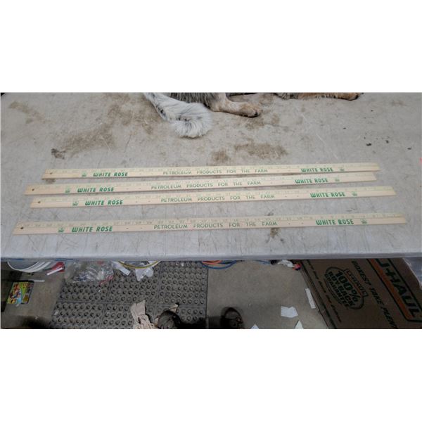 4x White Rose Yard Measuring Sticks N.O.S.