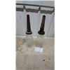 Image 1 : Vintage Glass Motor Oil Bottles with Metal Pour Spouts, Set of 2 Imperial Quart