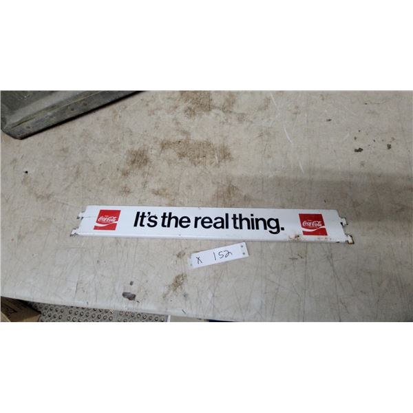 Vintage Coca-Cola "It's the Real Thing" Advertising Trim Strip Panel Metal Sign 1970s 2.6 x 19"