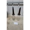 Image 1 : Vintage Clear Glass Imperial Quart Oil Dispenser Bottles with Metal Spouts, Set of 2