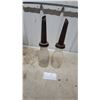 Image 5 : Vintage Clear Glass Imperial Quart Oil Dispenser Bottles with Metal Spouts, Set of 2