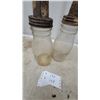 Image 5 : Pair of 2 Vintage Glass Motor Oil Bottles with Metal Pour Spouts