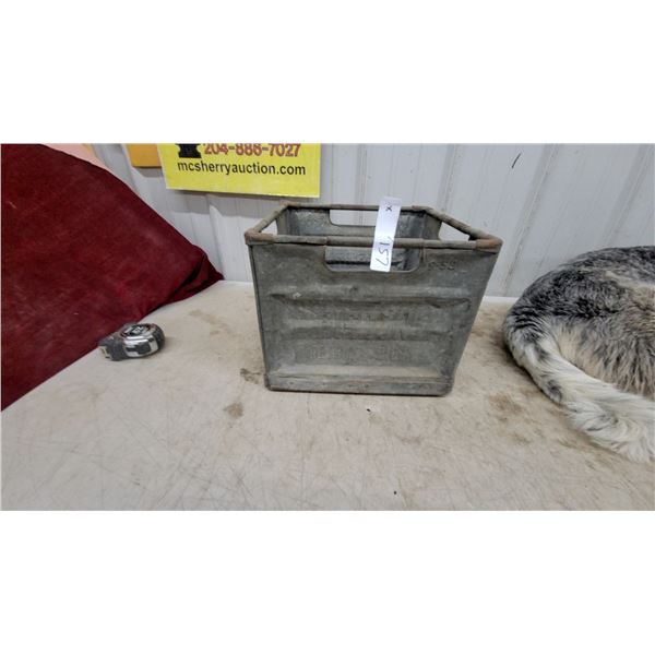 Vintage Galvanized Steel Basket Crate, Patented 1916
