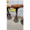 Image 11 : Set of 4 Antique Industrial Cafe Stools With Round Wooden Tops and Cast Iron Fluted Pedestal Bases