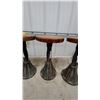 Image 6 : Set of 4 Antique Industrial Cafe Stools With Round Wooden Tops and Cast Iron Fluted Pedestal Bases
