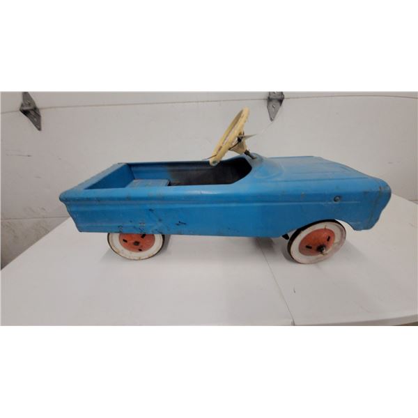 Vintage 1950s-60s AMF Junior Toy Co. Blue Pressed Steel Pedal Car 34" Long