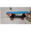 Image 7 : Vintage 1950s-60s AMF Junior Toy Co. Blue Pressed Steel Pedal Car 34" Long