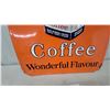 Image 4 : 1953 Blue Ribbon Coffee "Wonderful Flavour" Metal Tin Embossed Advertising Sign 19 x 27"