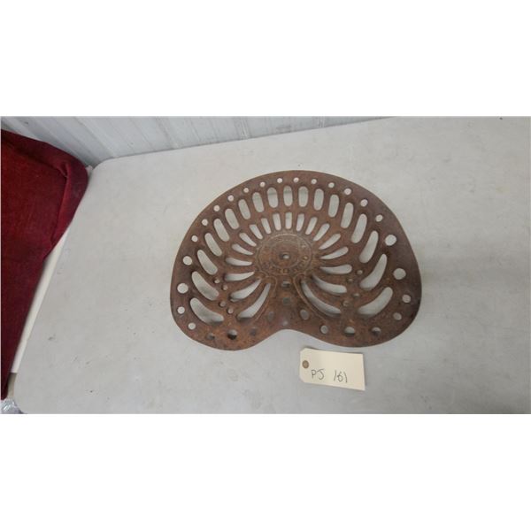 Antique Massey Cast Iron Tractor Implement Seat, Late 19th to Early 20th Century