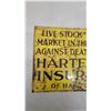 Image 3 : Vintage Hartford Fire Insurance Co. Livestock Shipping Metal Advertising Sign 12 x 24"