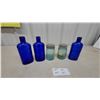 Image 1 : Vintage Cobalt Blue Glass Bottles and Ball Aqua Mason Jars with Zinc Lids