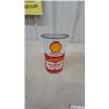 Image 4 : Vintage Shell Yellow Plastic 1-Gallon Oil Pouring Jug and Shell X-100 10W-30 Motor Oil Can