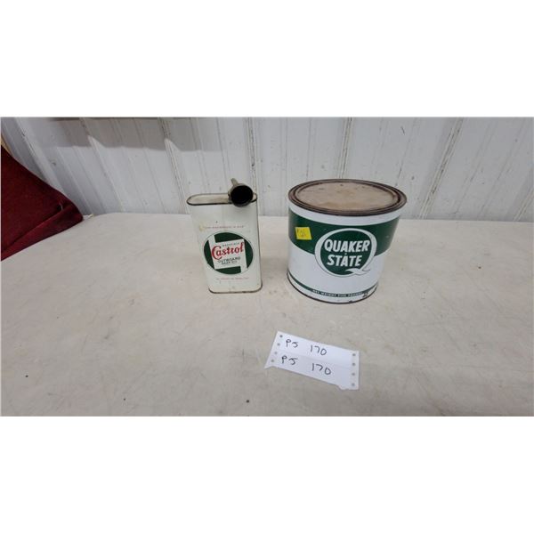 Castrol Wakefield Outboard Gear Oil Imperial Pint Can and Quaker State 5-Pound Grease Can