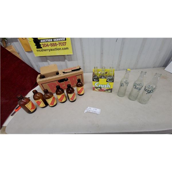 Vintage Goodman Bros. Beer Bottles with Carrier and Crush Soda Bottles with Carrier