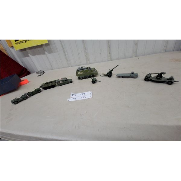 9x Dinky Toys SHADO 2 Mobile Transporter and Assorted Die-Cast Military Vehicles, 1971-1978