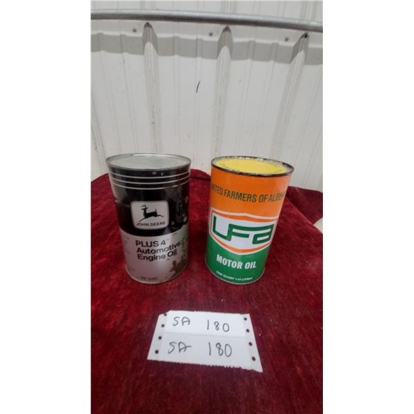 John Deere plus 4 Automotive Engine Oil and UFA Motor Oil One Quart Cans