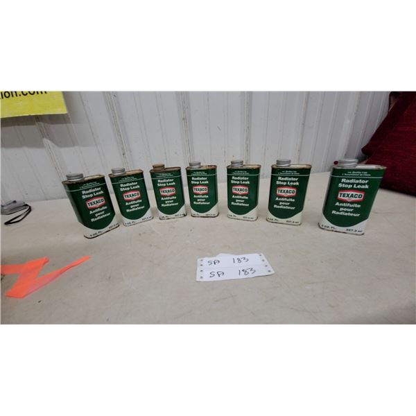 Vintage Texaco Radiator Stop Leak 8 Fluid Ounce Cans, Bilingual Labels, Set of 7 6 with Product