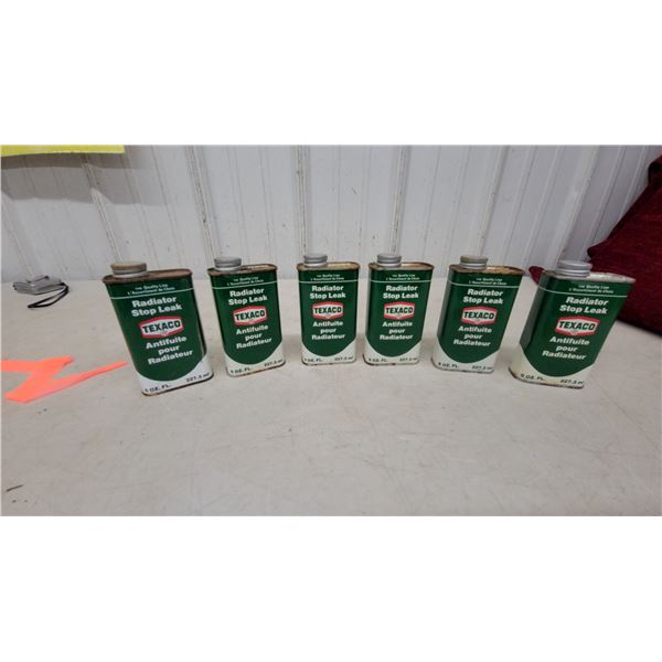 Lot of 6 Texaco Radiator Stop Leak Cans, 8 Fluid Ounce / 227.3 Milliliter, Bilingual Labels