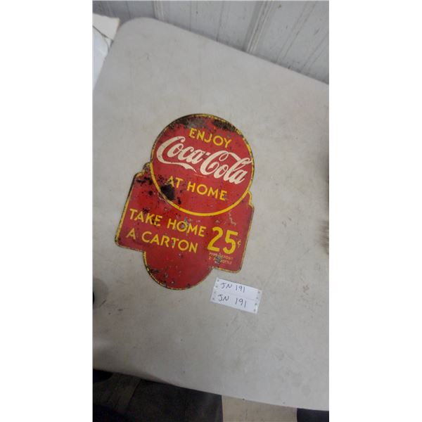 Vintage Coca-Cola "Take Home a Carton 25¢" Die-Cut 2-Sided Rack Topper Sign, 1940s-50s