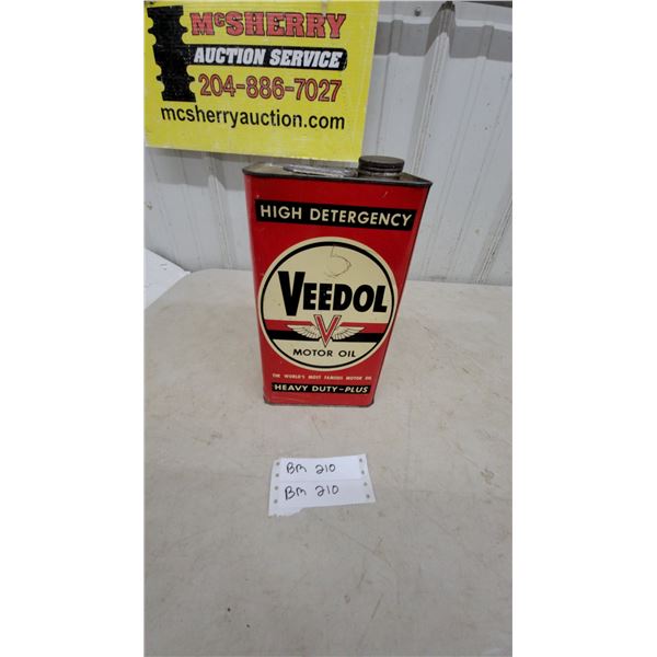 Vintage 1950s Veedol Heavy Duty-Plus Motor Oil 1 Imperial Gallon Metal Can