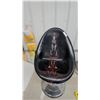 Image 2 : Custom Pinstriped Devil Bar Stool with Black Seat and Chrome Pedestal Base