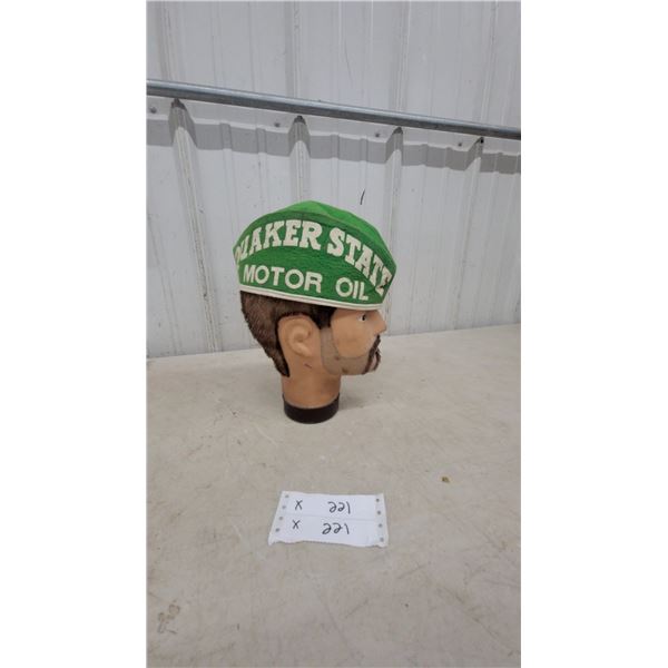 Vintage Quaker State Motor Oil Green Felt Promotional Garrison Cap