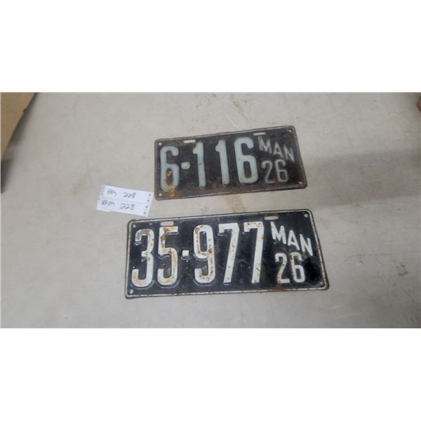 1926 Manitoba License Plates, Numbers 35-9707 and 6-116