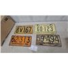 Image 1 : Vintage Canadian License Plates: 1945 and 1946 Manitoba, 1940 Ontario, 1953 Saskatchewan