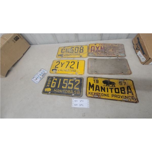 Vintage Manitoba License Plates Including 1957, 1958, and 1974 Winnipeg Centennial Bicycle