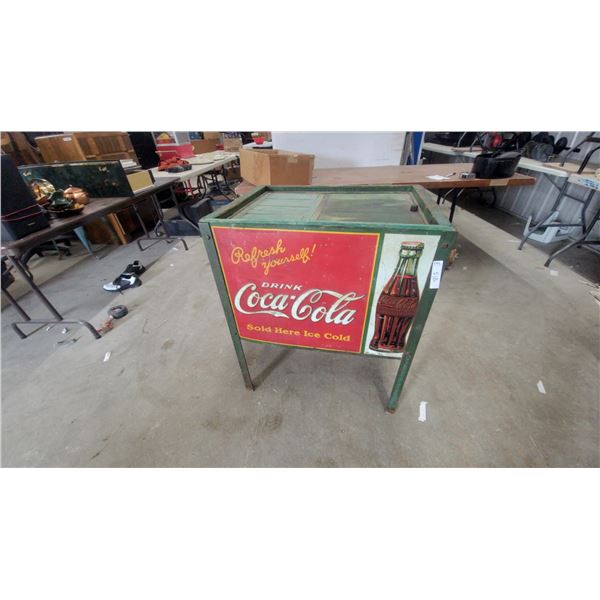 Early antique Coca-Cola "Refresh Yourself! Sold Here Ice Cold" Wooden Chest Cooler 35”×29”×22”