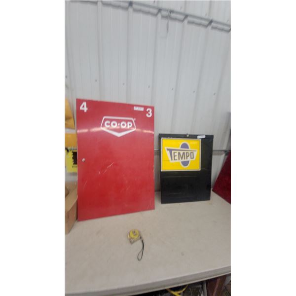 Vintage Co-op and Tempo Metal Gas Pump Panels