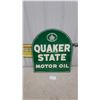 Image 1 : Quaker State Motor Oil Tombstone Metal Sign, "Guaranteed 100 Per Cent Pure"
